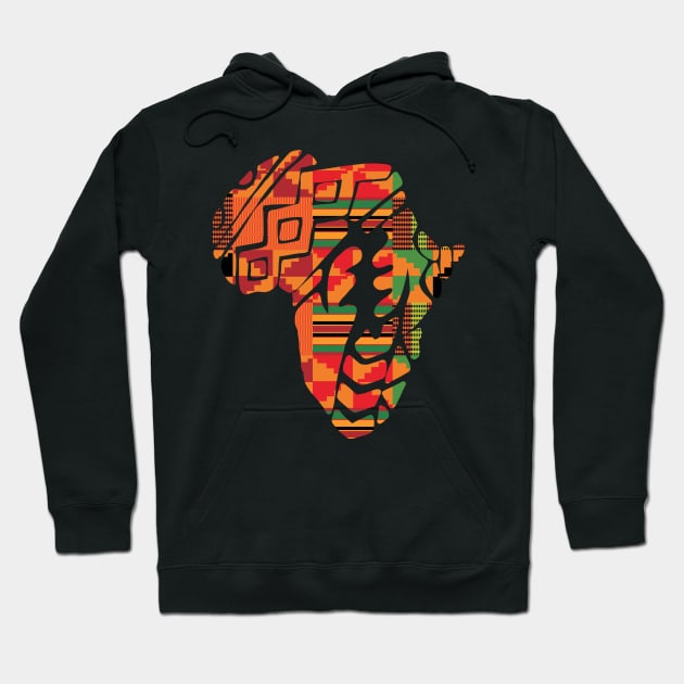 Africa Map, Kente Pattern, Gye Nyame Symbol Hoodie by dukito